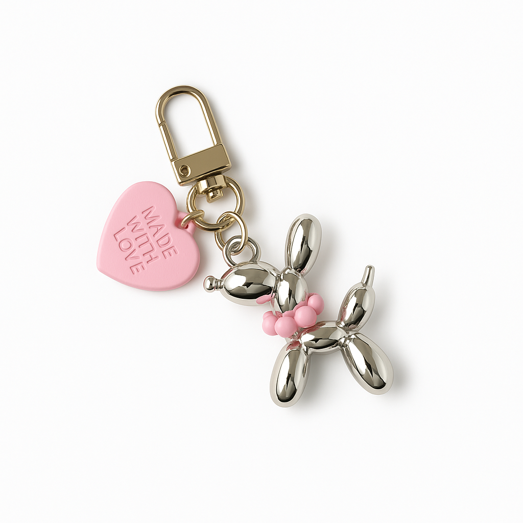 MYBESTY"DOGGIE" SILVER/PINK přívěšek