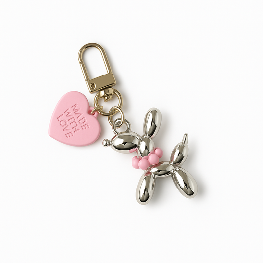 MYBESTY"DOGGIE" SILVER/PINK přívěšek